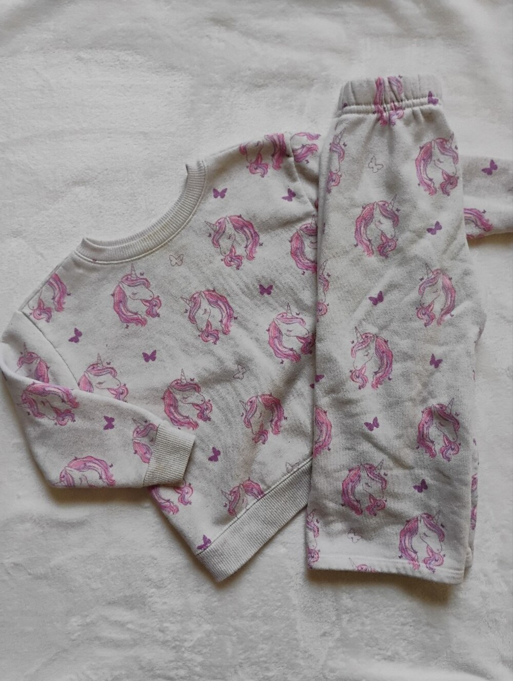 Unicorn Print Oatmeal Heather Sweatshirt & Sweatpant Set | 2T